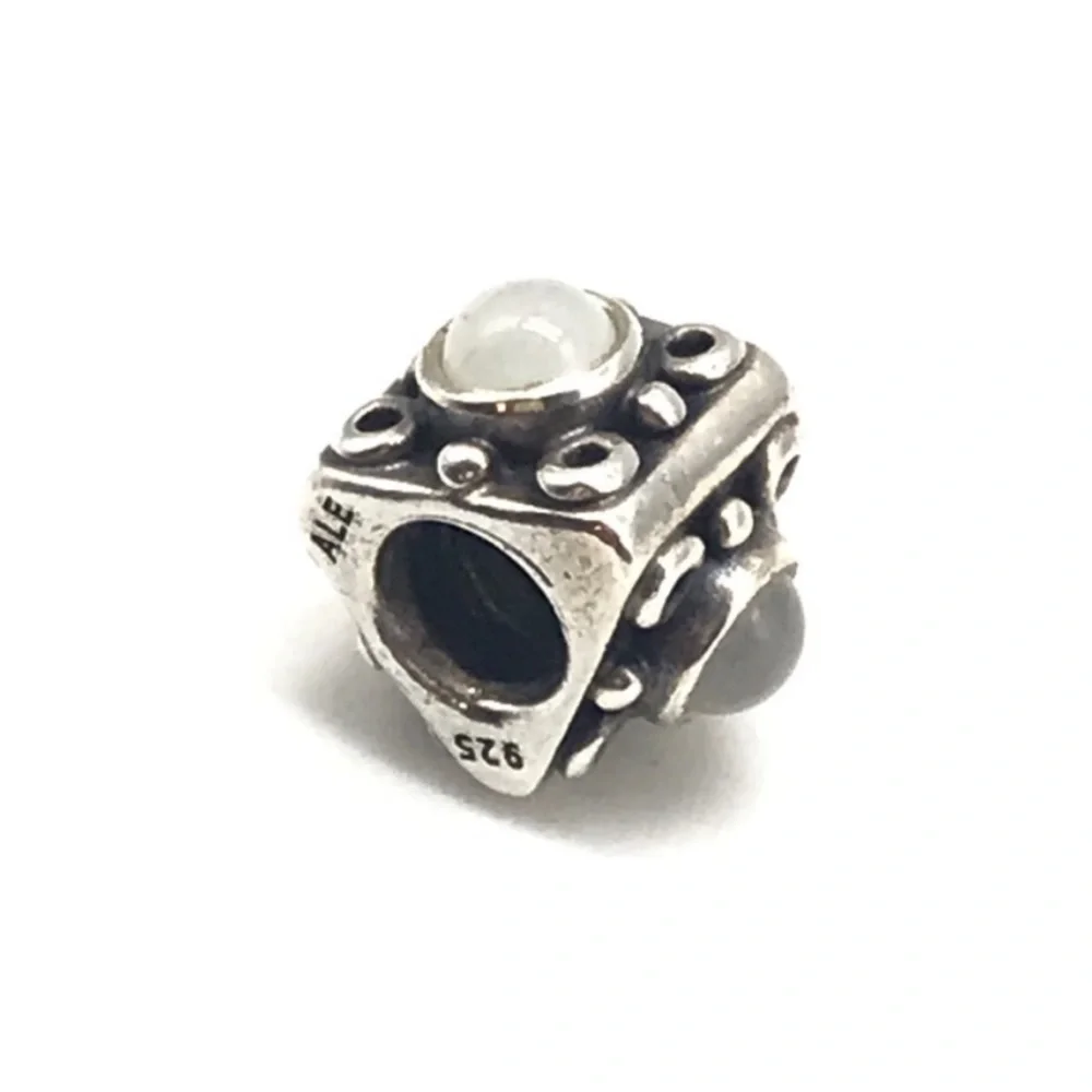 Pandora Retired Triangular Moonstone Triple 3 Sided Rare Bead Charm
